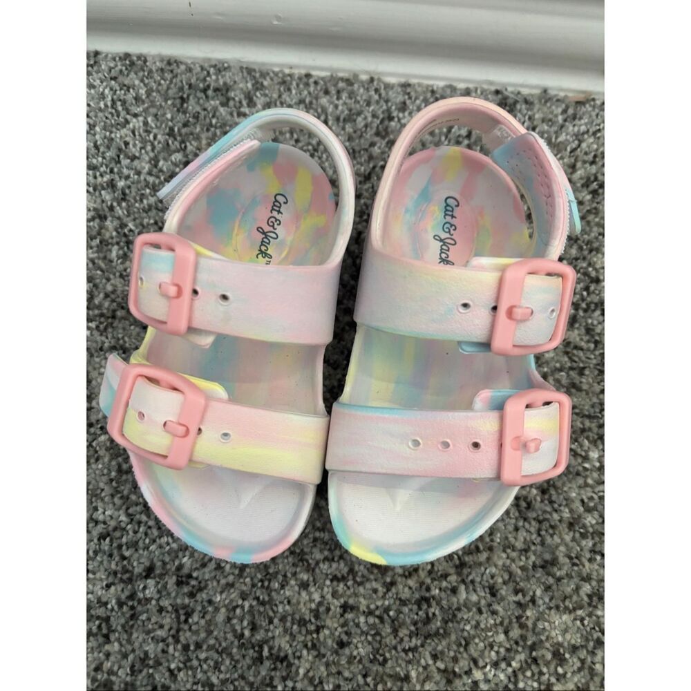 ❤️Cat & Jack Pastel Tie Dye Toddler Sandals Sz5
